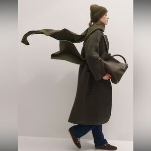 Me + EM Olive Green Wool Long Scarf in 100% wool